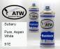 Preview: Subaru, Pure, Aspen White, 51E: 400ml Sprühdose + 400ml Klarlack - Set, von ATW Autoteile West.